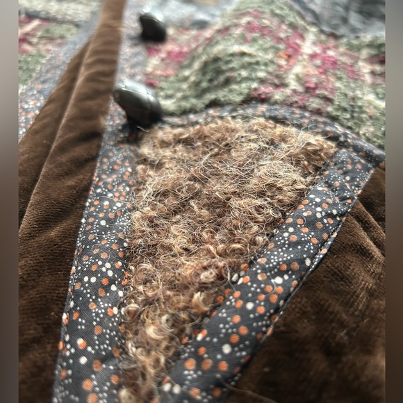 Koos Van Den Akker Vintage Patchwork Coat Wool Sz 10 Brown Floral Boho 70’s - Picture 6 of 16